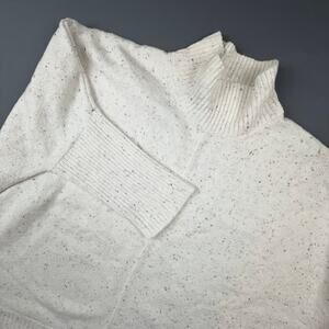 LOFT Outlet Cream Speckled Mock Neck Short Sleeve Sweater XL